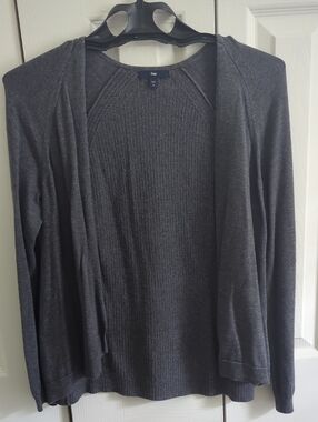 GAP Dark Gray Open-Front Lightweight Cardigan